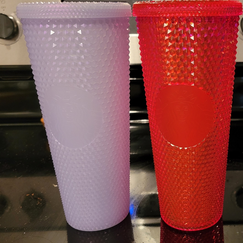 Purple iridescent starbucks studded tumbler